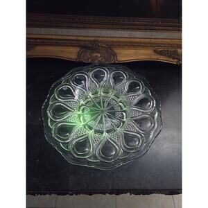 Antique 1900s UV Teardrop Honeycomb Glass Console Bowl 10.5" EAPG Victorian